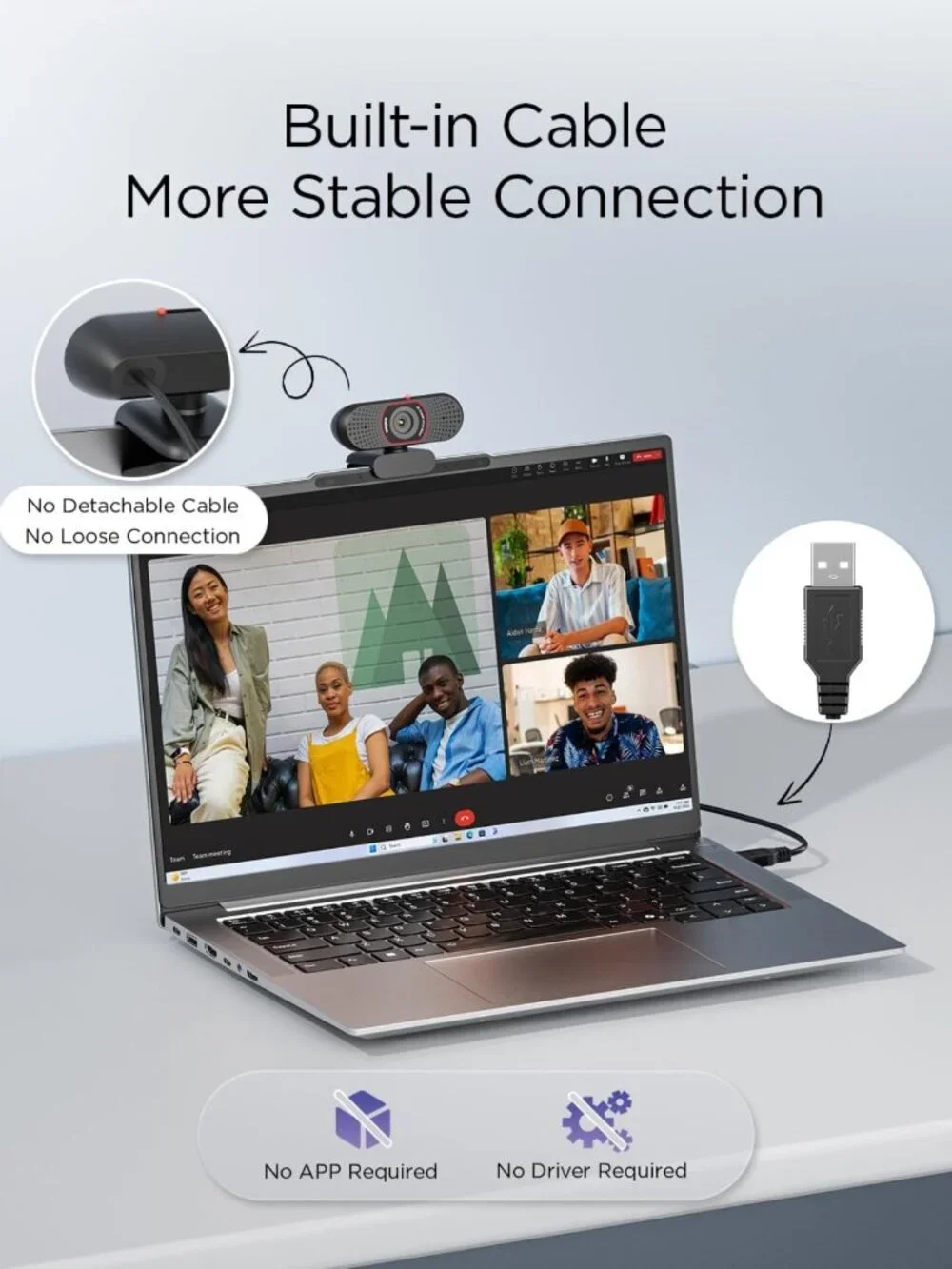 4K USB Webcam for PC - 30FPS/60FPS, Autofocus, Dual Mics, Privacy Cover